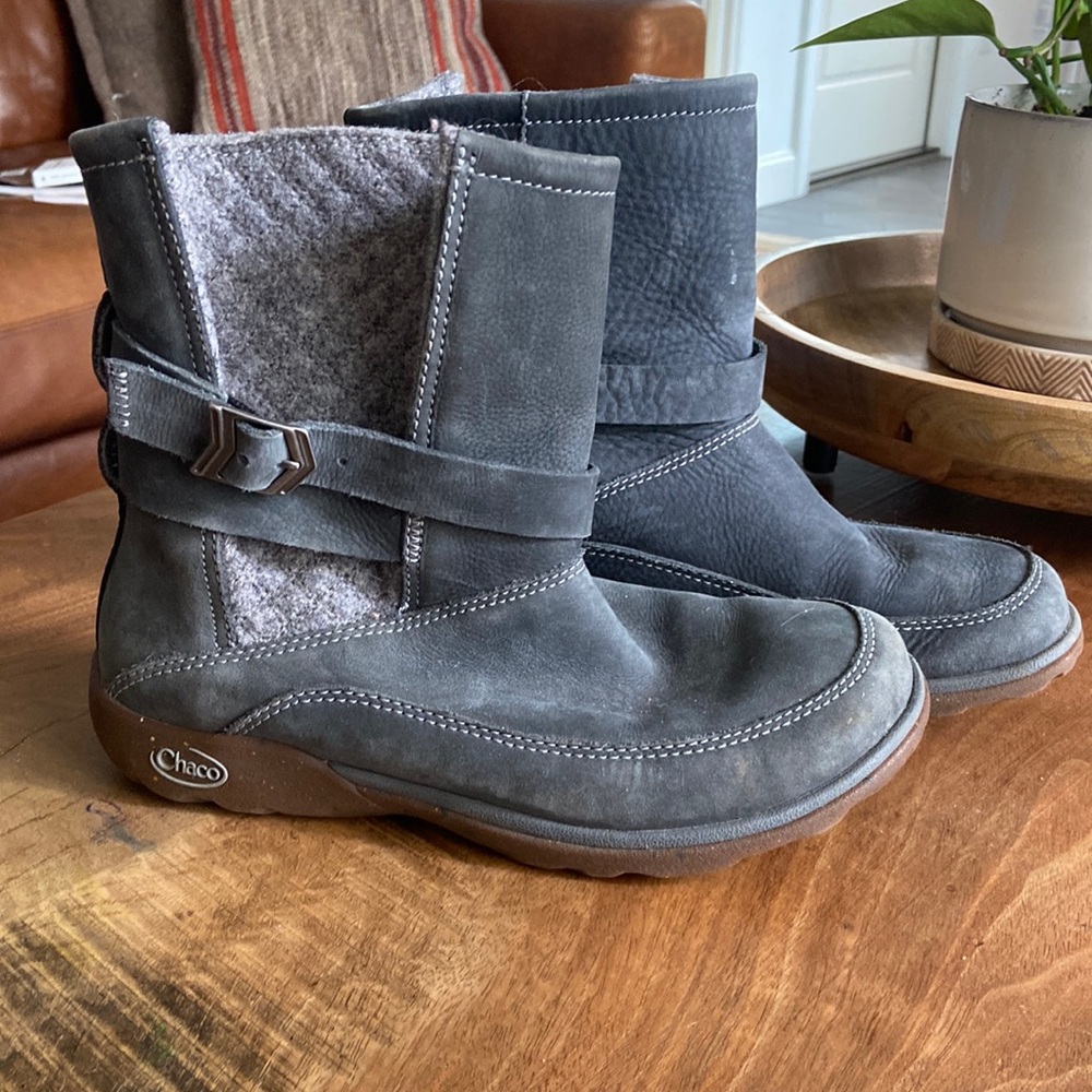 Grey Chaco boots